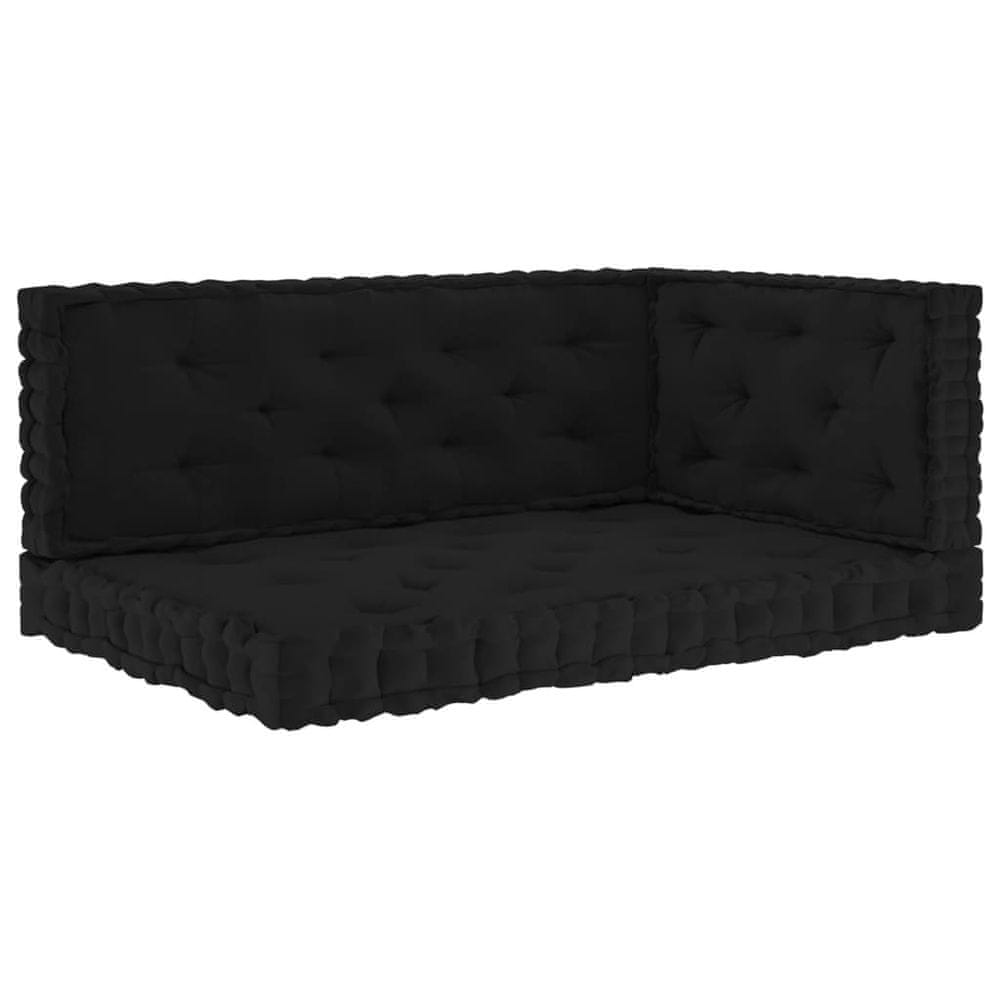 Vidaxl Podlahové podložky na paletový nábytok 3 ks čierne bavlna